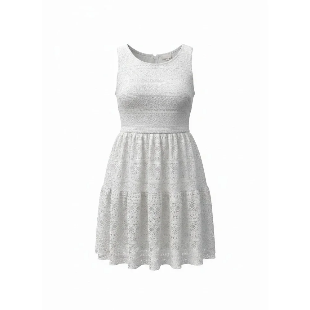Candie's | Dresses | Candies Womens White Floral Lace Sleeveless Tiered  Mini Dress Size Large | Poshmark